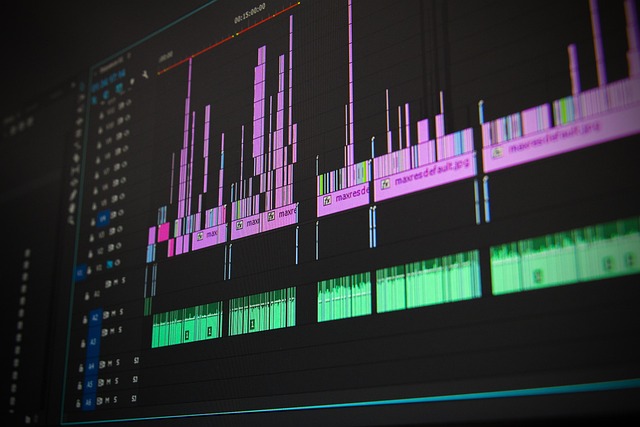 Video editing software on a computer screen.